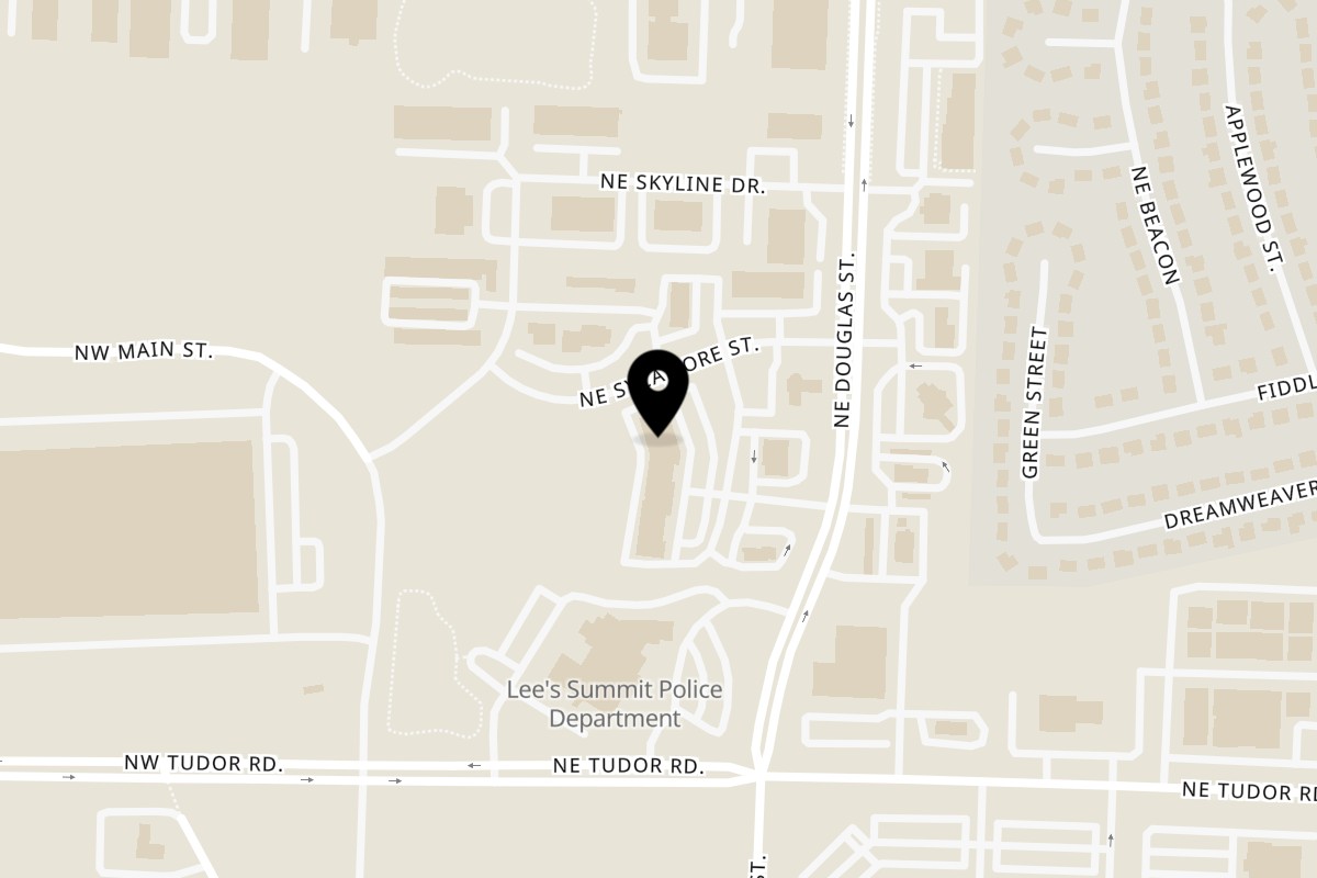Map showing the location of Thai Spice Lees Summit on 1192 NE Douglas St in Lee's Summit